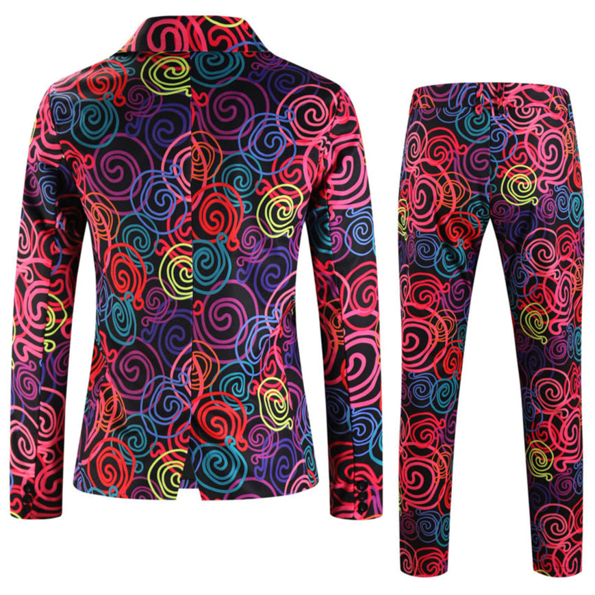 Men's Colorful Swirl Suit #2TZ-XX1137 - Suits | Multicolour / M
