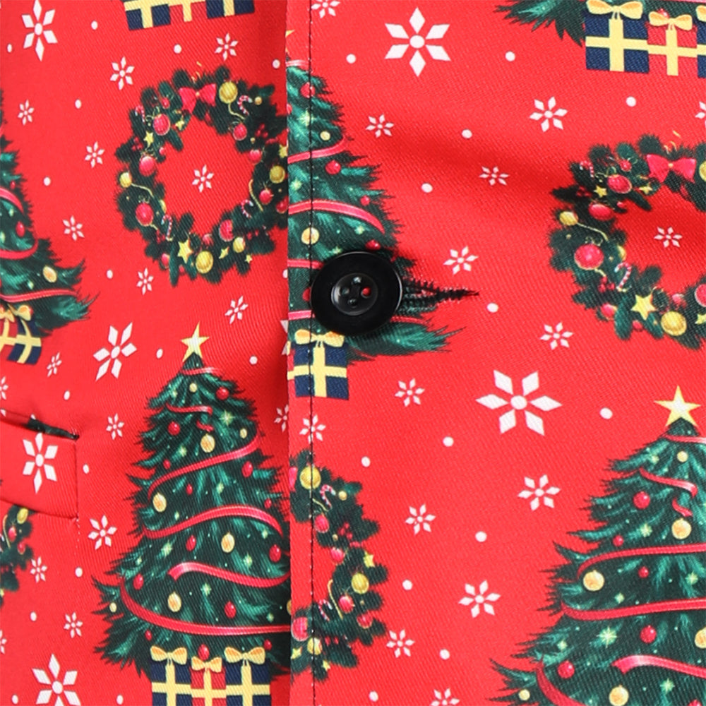 Men's Christmas Print Vest Suit #2TZMK35 - Suits | Red / M