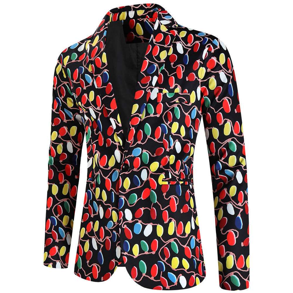 Men's Christmas Print Blazer #X635 - Blazers | Multicolour / M