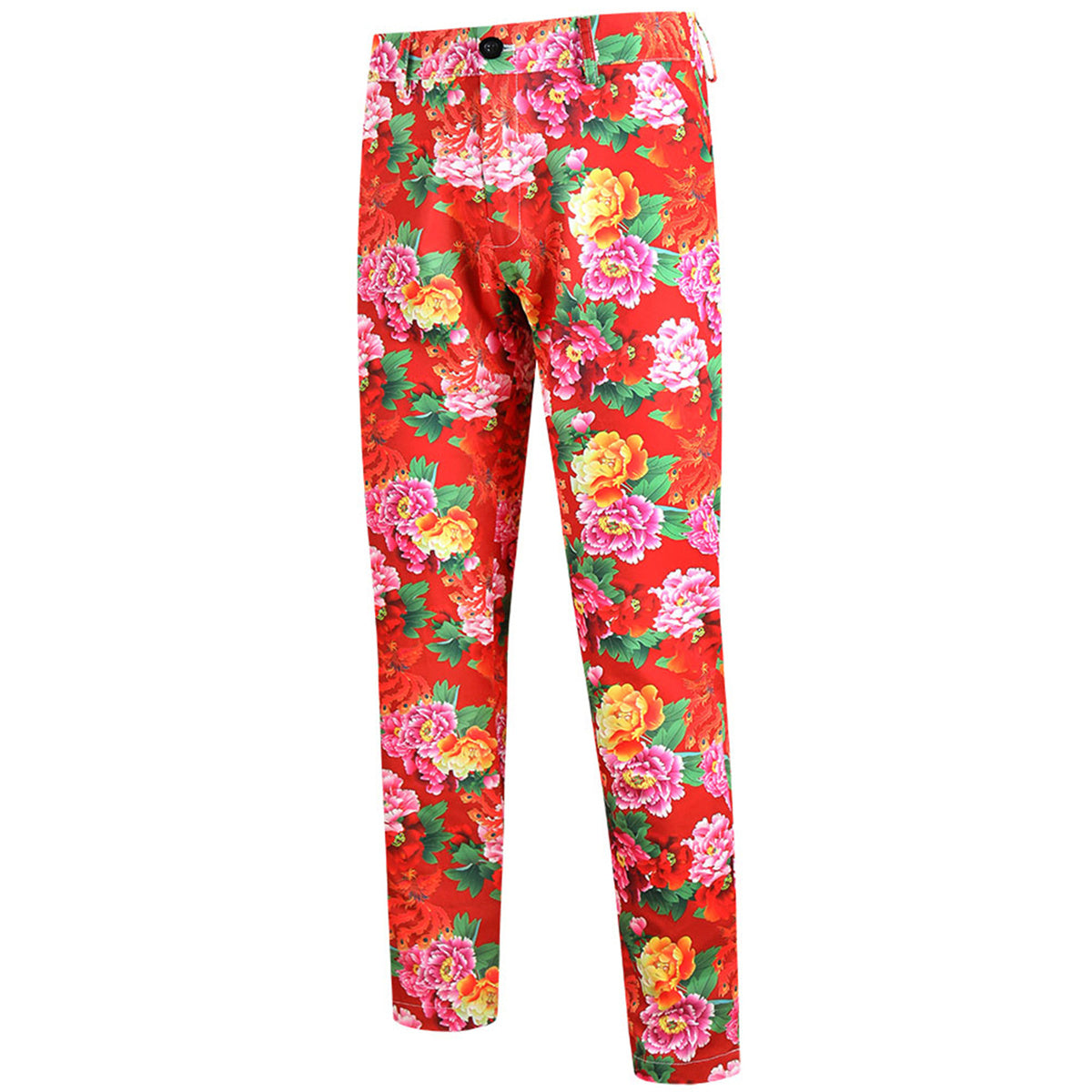 Men's Floral Pattern Leisure Trousers - Pants | Multicolor-red / M