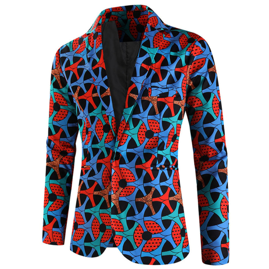 Men's Painterly Print Blazer #X336 - Blazers | Multicolour / M