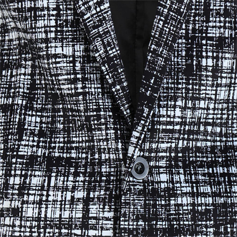 Men's Textured Grid Print Suit #2TZ314 - Suits | Black / M