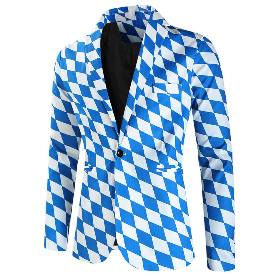 Men's Fresh Checkered Blazer #X195 - Blazers | Sky Blue / M