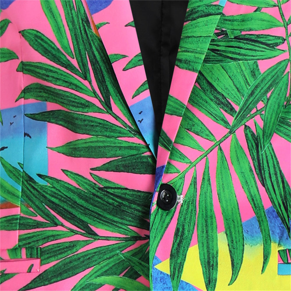 Tropical Print Men’s Blazer – Bold Summer Party Suit Jacket - Blazers | Multicolour / M
