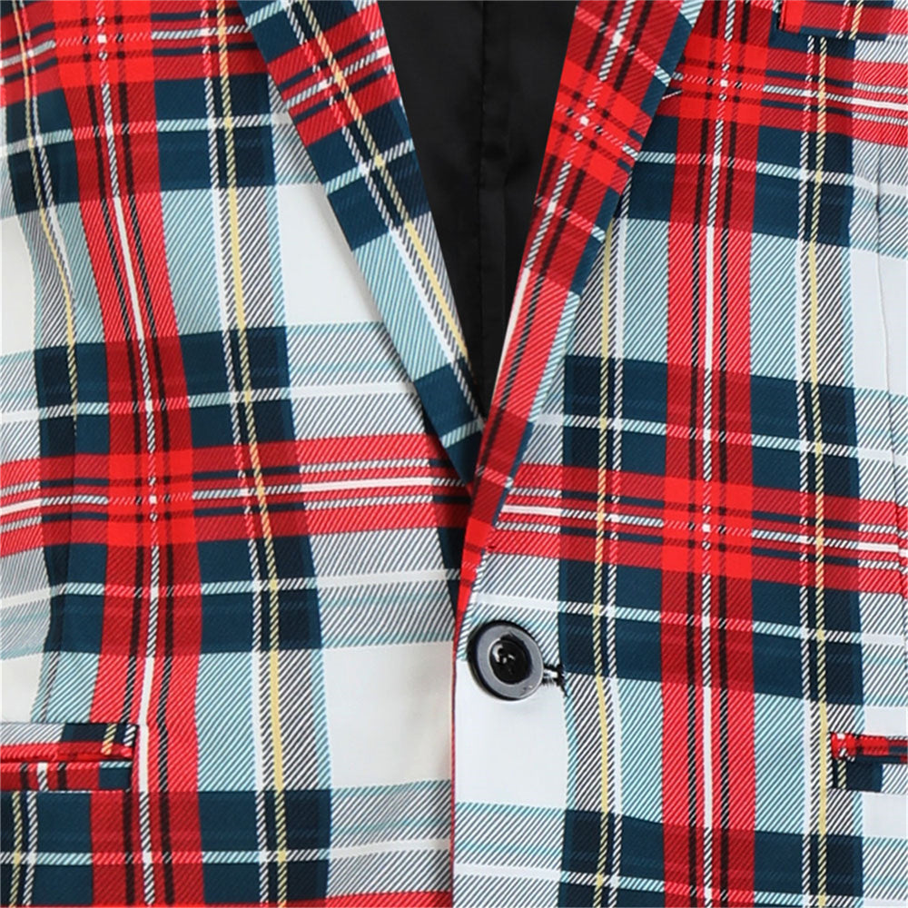Men’s Checkered Blazer #X6009 - Blazers | Red Plaid / M