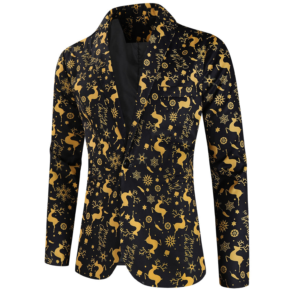 Men's Christmas Printed Blazer #X631 - Blazers | Multicolour / M
