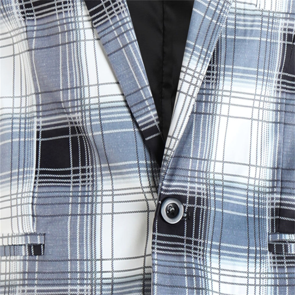 Men's Fresh Plaid Blazer #X6204 - Blazers | Blue Plaid / M