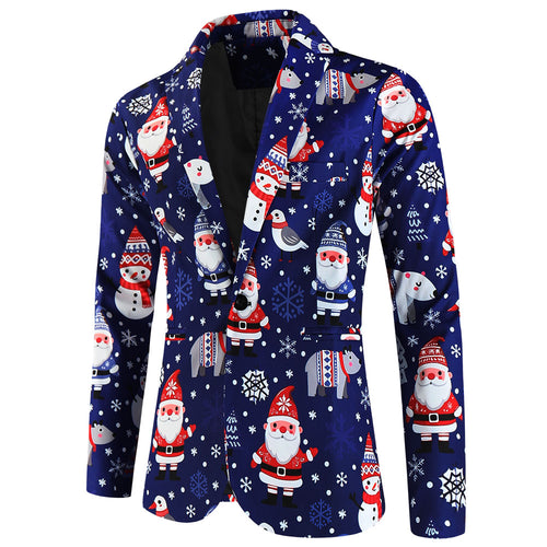 Men's Christmas Print Blazer #X657 - Blazers | Multicolour / M