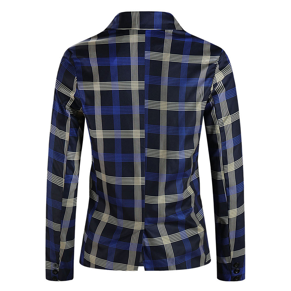 Men's Classic Plaid Suit #2TZ6021 - Suits | Blue Plaid / M