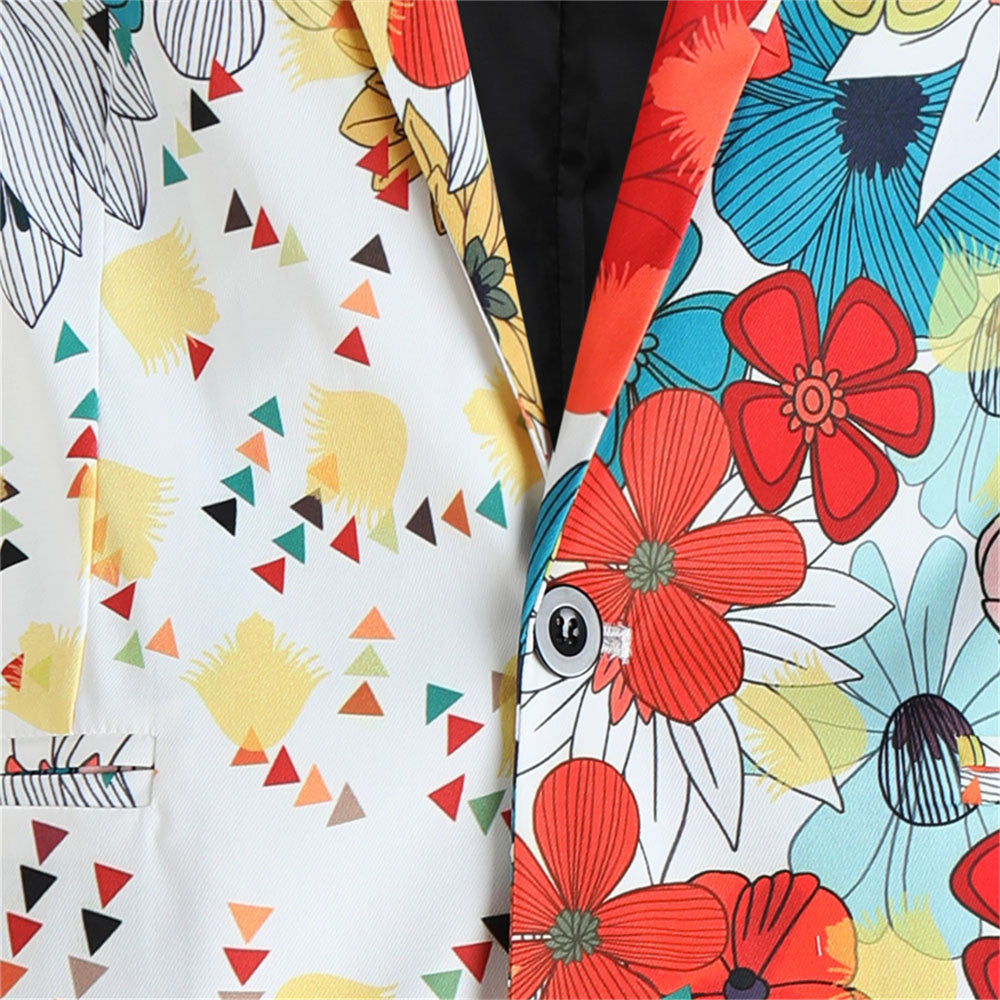 Men's Colorful Floral Blazer #X317 - Blazers | Multicolour / M
