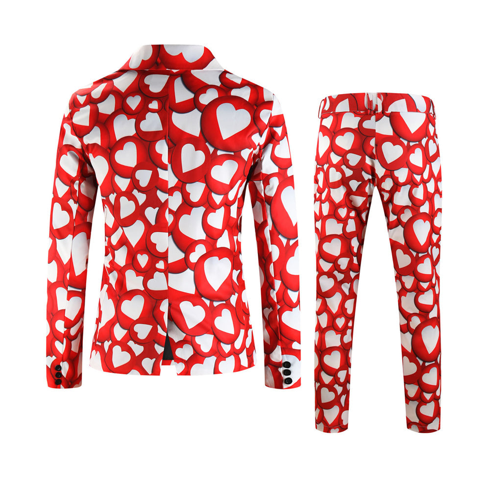 Men's Multi-color Heart Print Suit #2TZ-XX237 - Suits | Multicolour / M