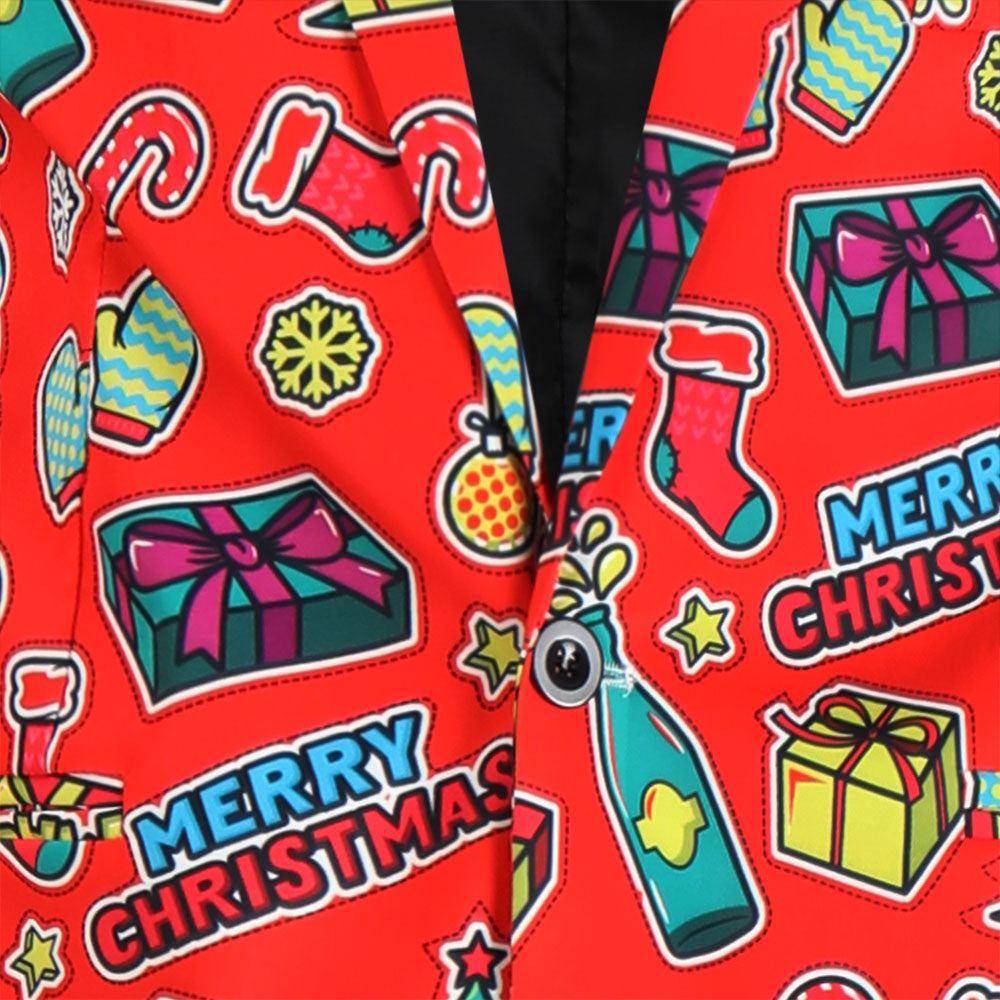 Men's Stylish Christmas Print Blazer #X636 - Blazers | Multicolour / M