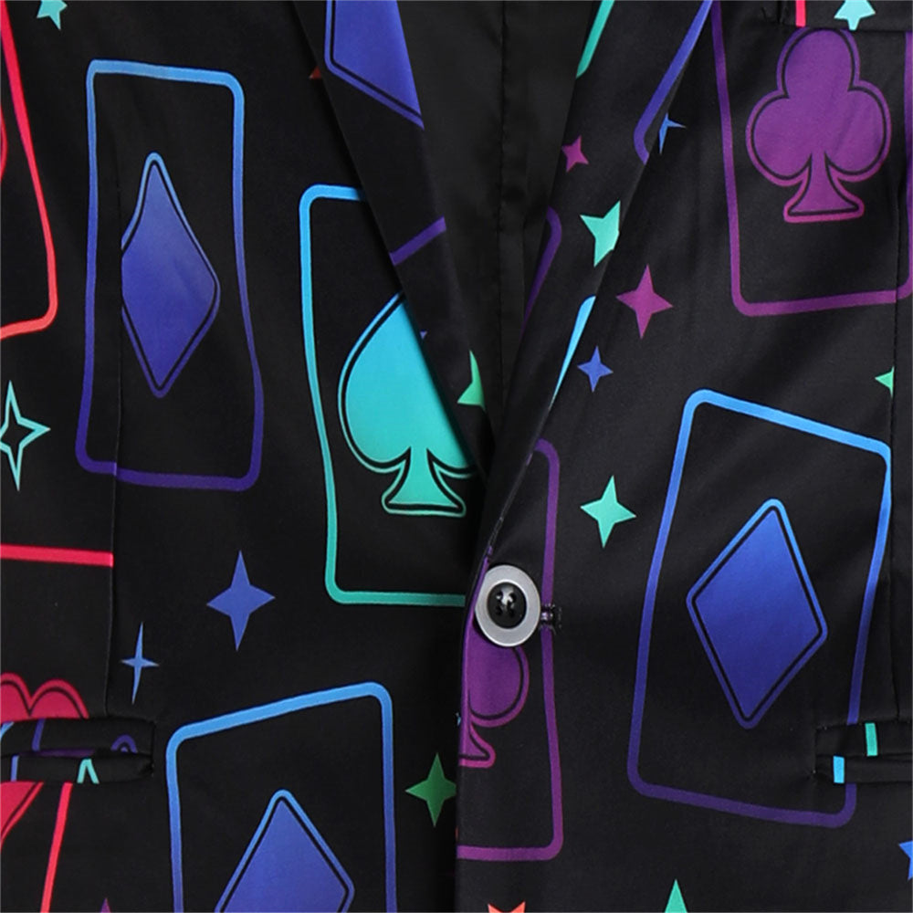 Men's Vibrant Poker Print Blazer #X1207 - Blazers | Multicolour / M