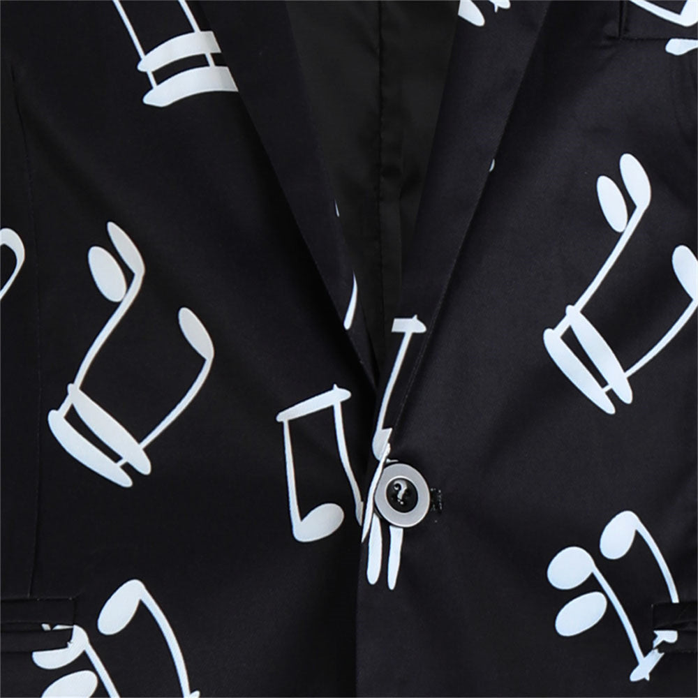 Men’s Music Print Blazer #X198 - Blazers | Black / M