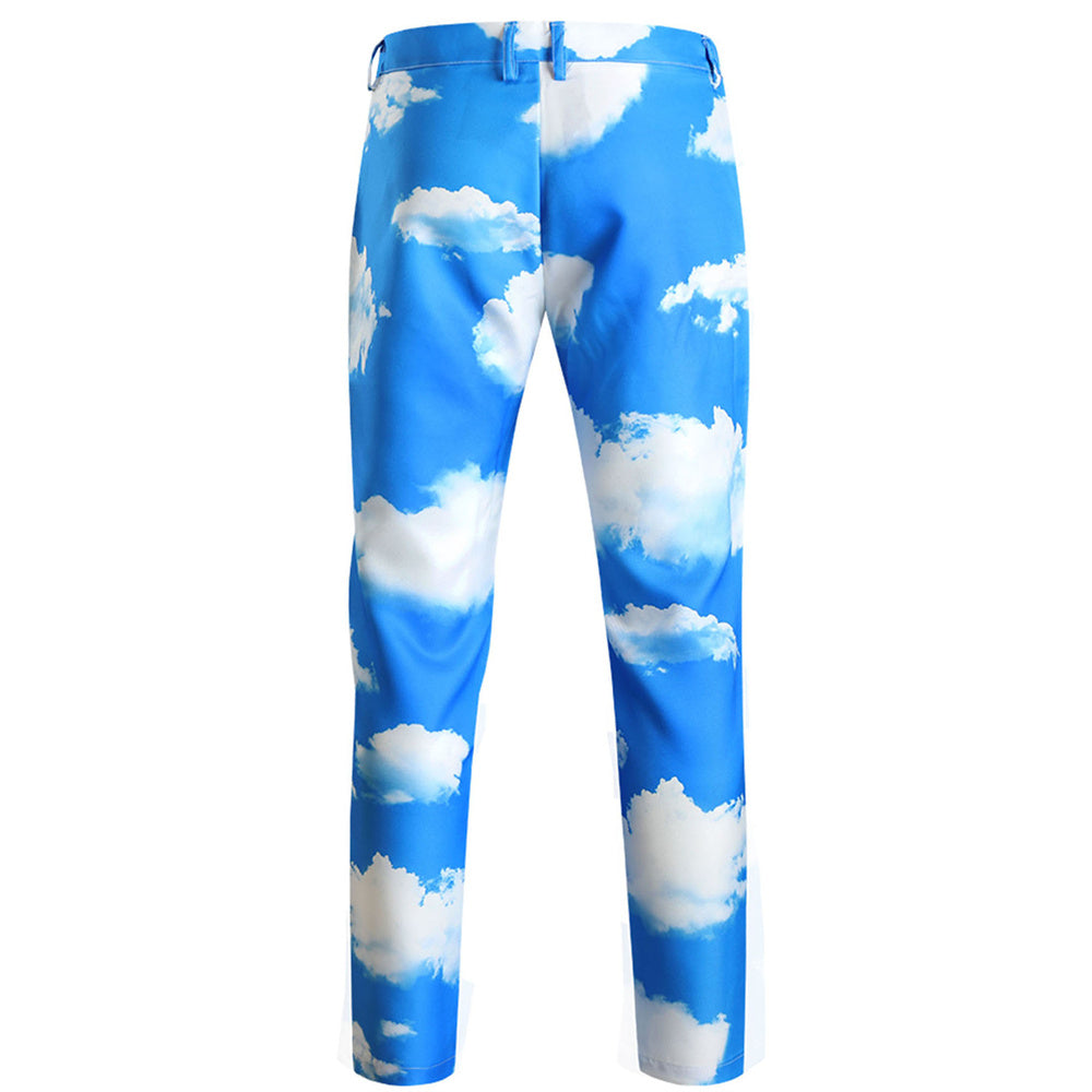 Men's Sky Cloud Print Suit Set – Unique Blue Party Blazer & Pants for Bold Style - Suits | Blue / M