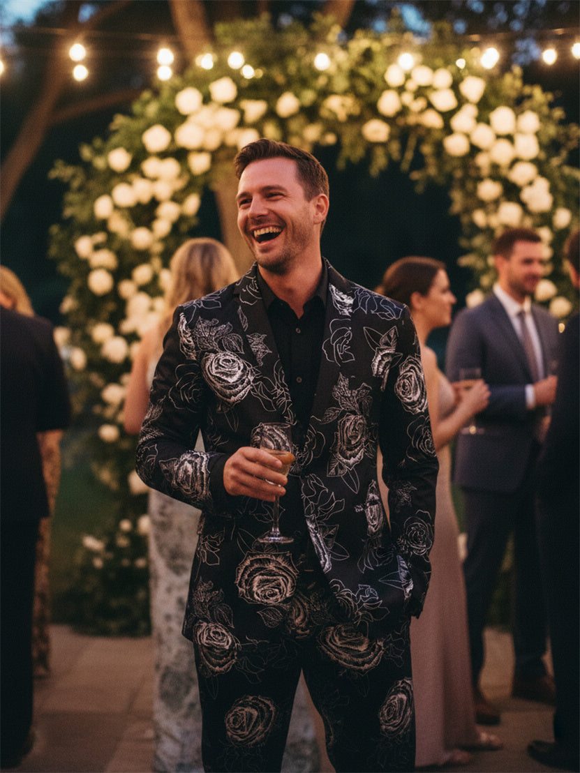 Black Rose Line Suit Set