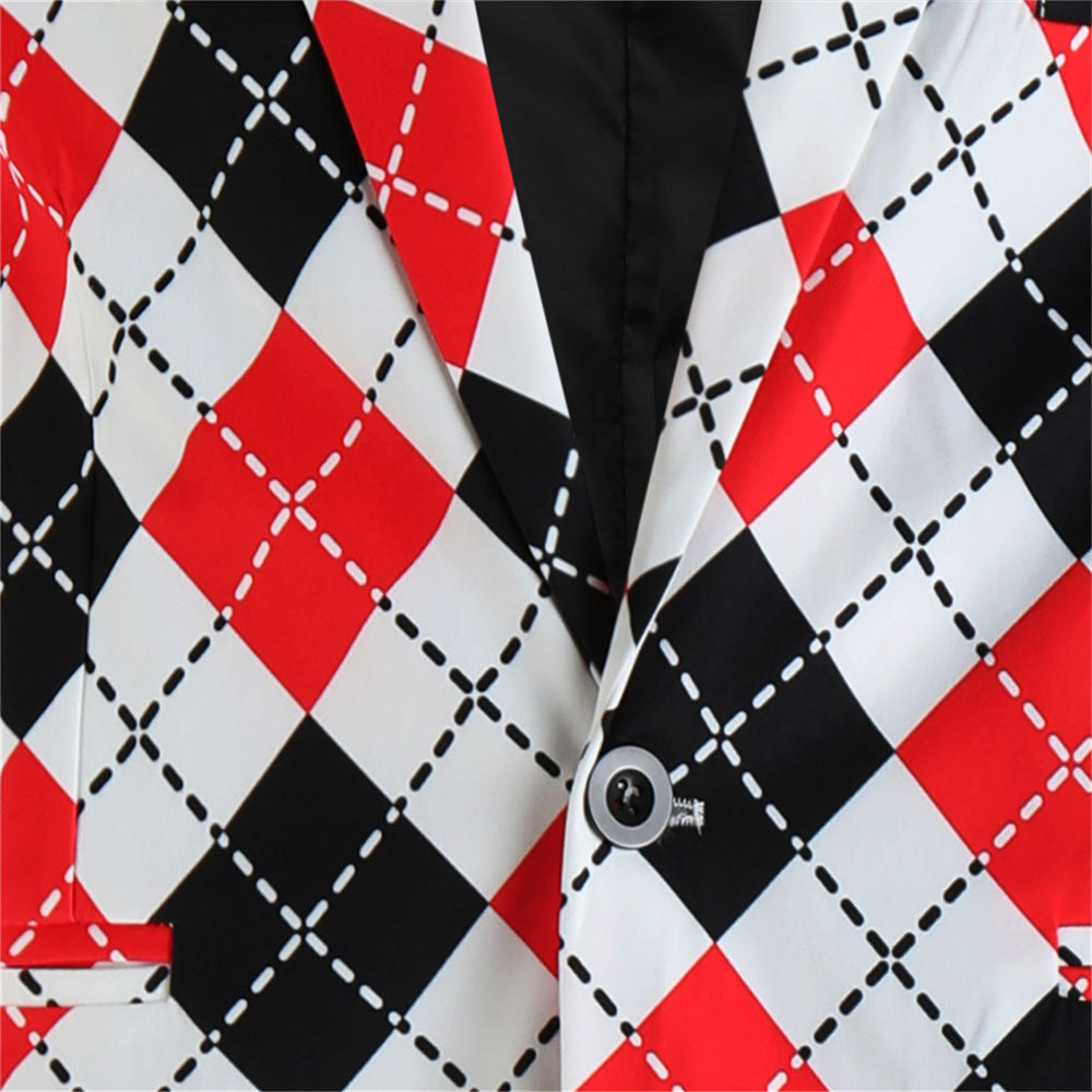 Men's Diamond Pattern Blazer #X6109 - Blazers | Multicolour / M