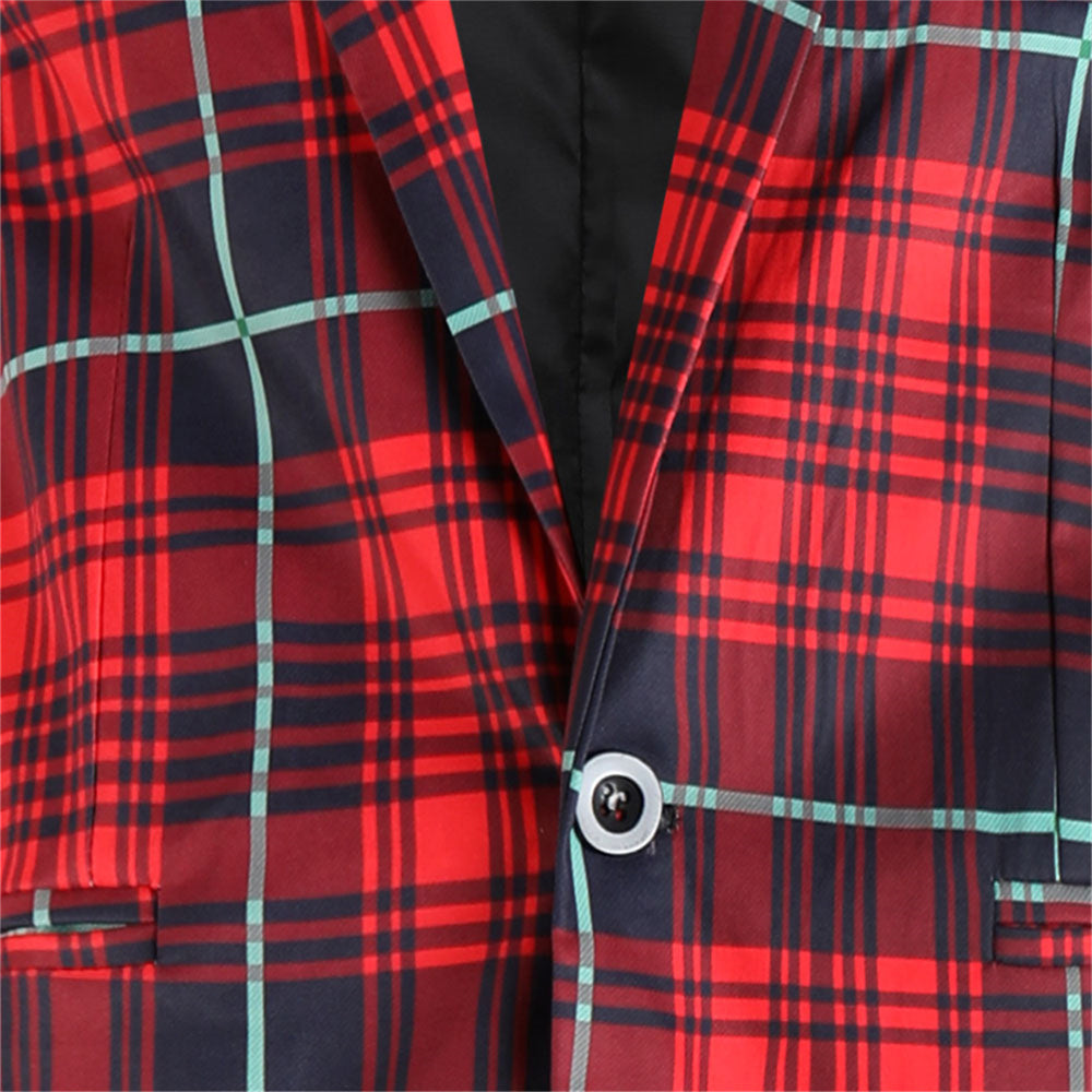 Men's Wide Plaid Blazer #X6206 - Blazers | Red Plaid / M
