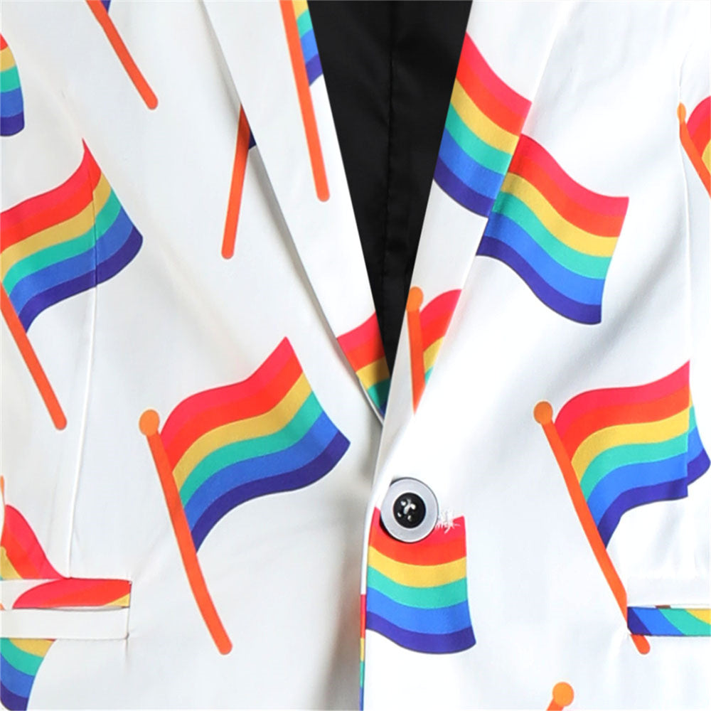 Men's Rainbow Flag Print Blazer #X1900 - Blazers | Multicolour / M