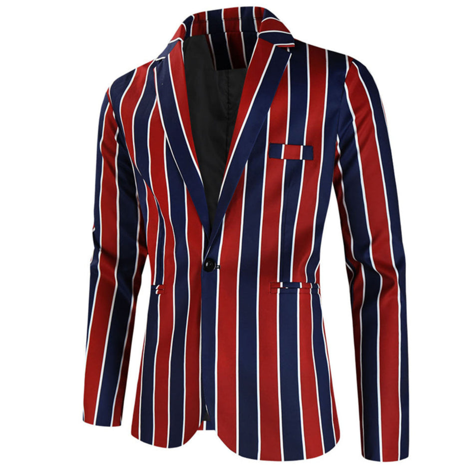 Men's Vintage Striped Blazer #X311 - Blazers | Burgundy / M