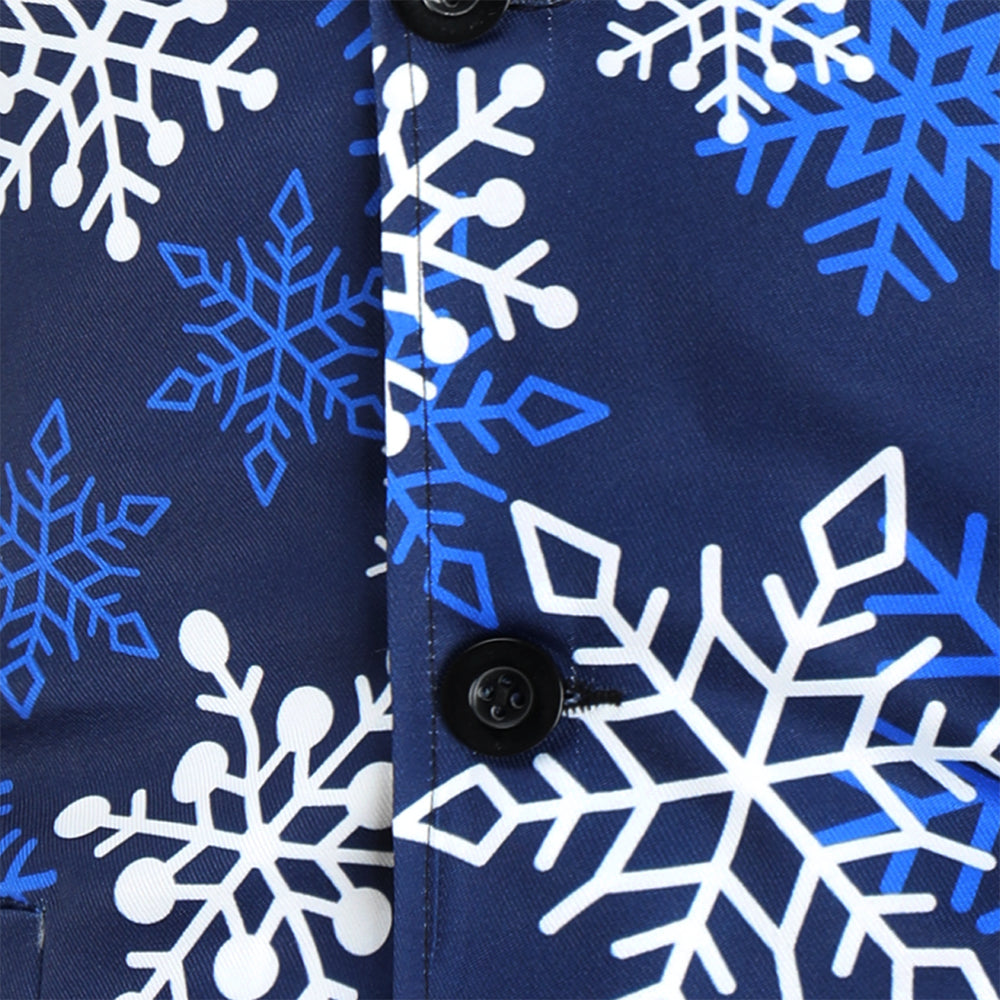 Men's Snowflake Print Vest Suit #2TZMK36 - Suits | Blue / M
