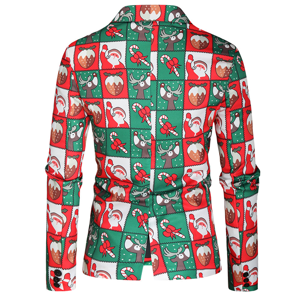 Men's Christmas Print Blazer #X37 - Blazers | Red / M