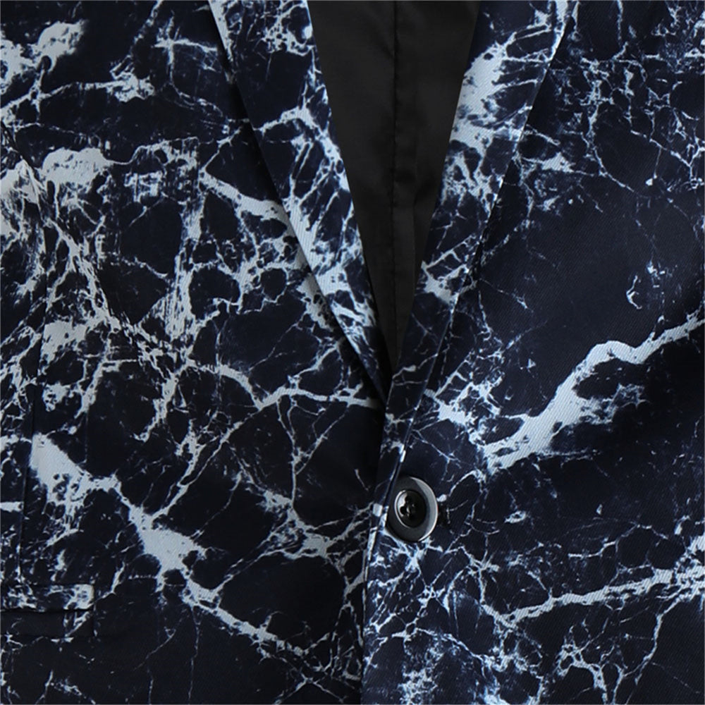 Men's Marble Print Blazer #X339 - Blazers | Navy Blue / M