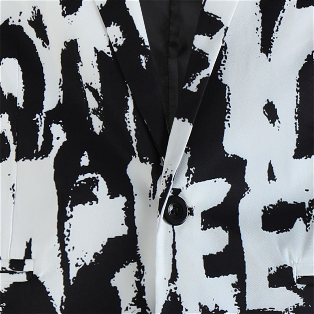 Men's Artistic Print Blazer #X335 - Blazers | Black / M