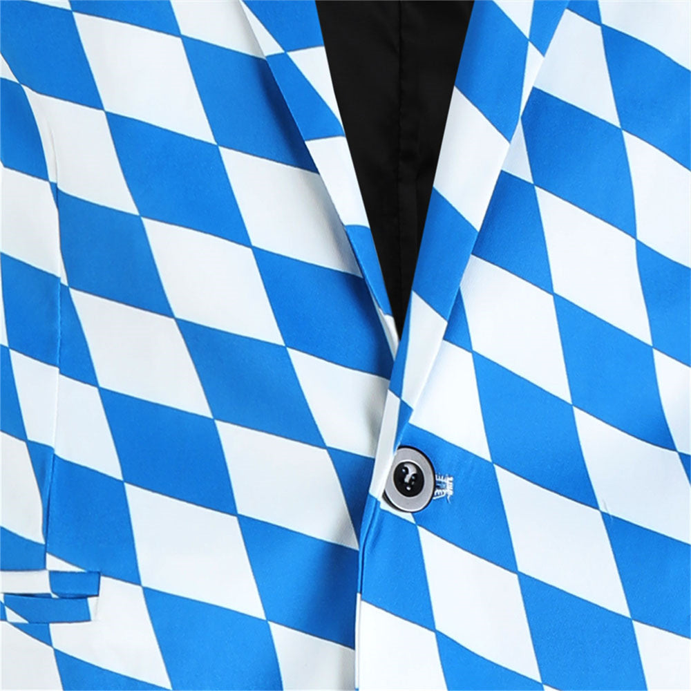 Men's Fresh Checkered Blazer #X195 - Blazers | Sky Blue / M