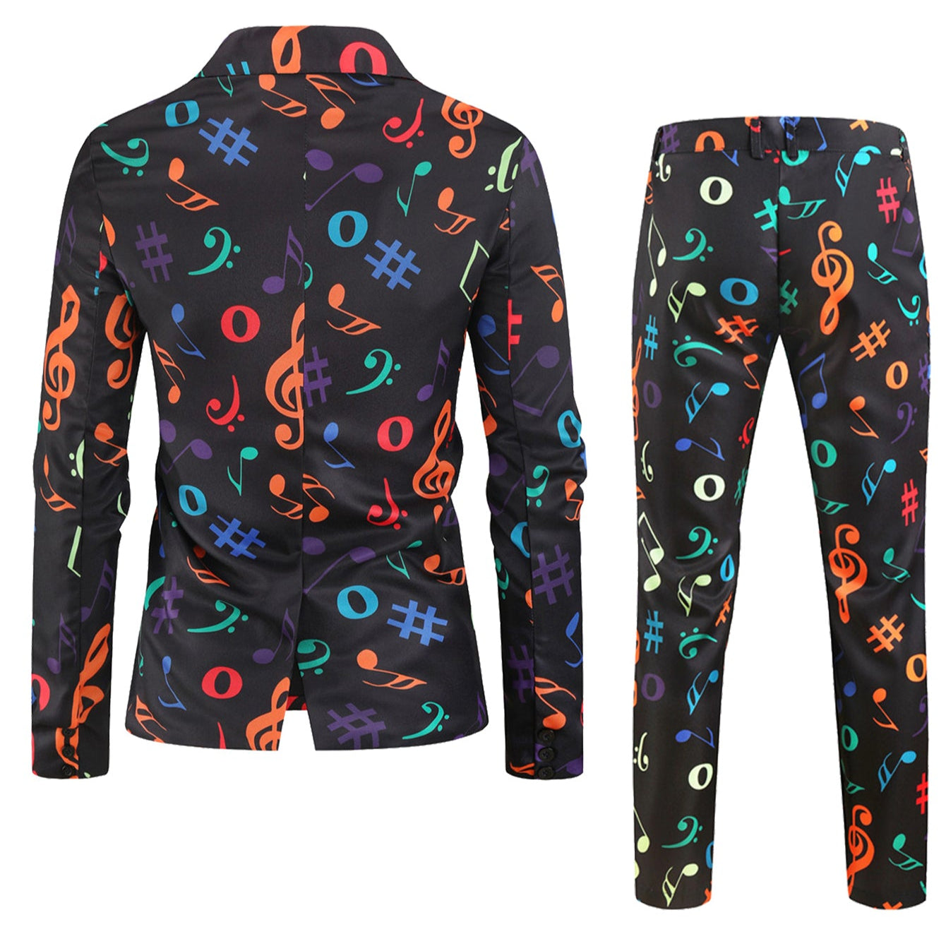 Colorful Musical Note Men’s Suit Set – Bold Stage Outfit - | Multicolour / M