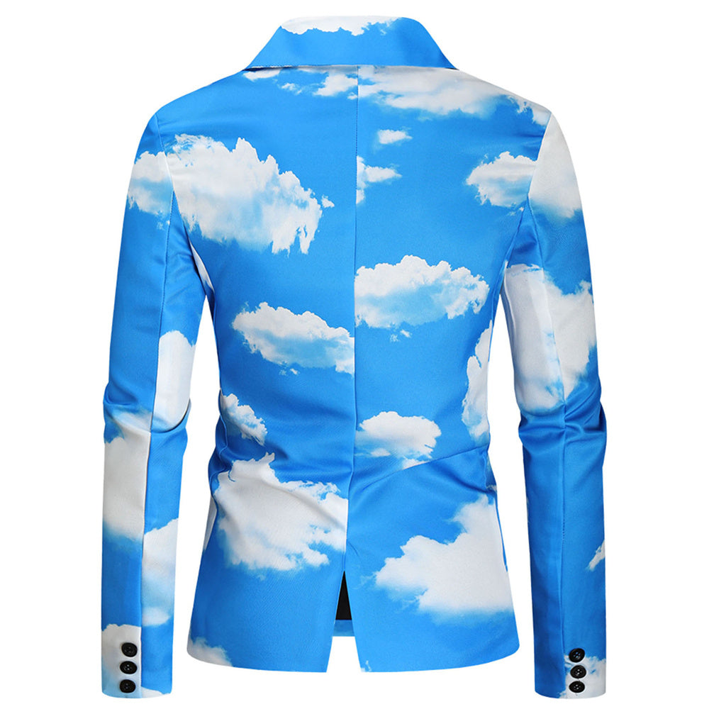 Men's Sky Cloud Print Suit Set – Unique Blue Party Blazer & Pants for Bold Style - Suits | Blue / M