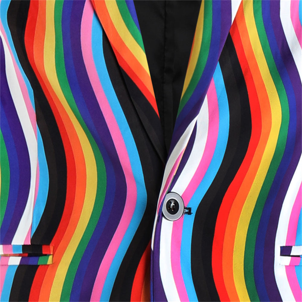 Men's Color Striped Print Blazer #X1904 - Blazers | Multicolour / M