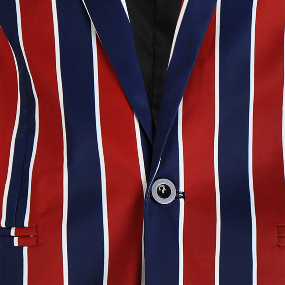 Men's Vintage Striped Blazer #X311 - Blazers | Burgundy / M