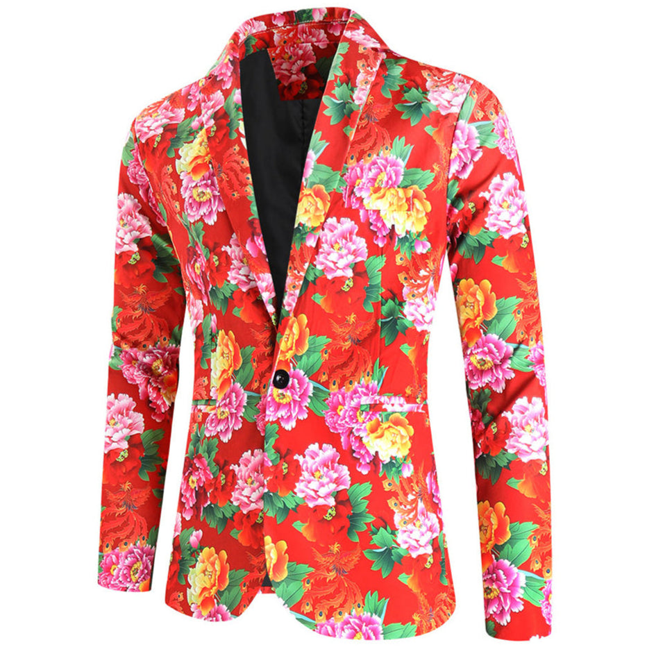 Men's Vivid Floral Blazer #X901 - Blazers | Multicolour / M