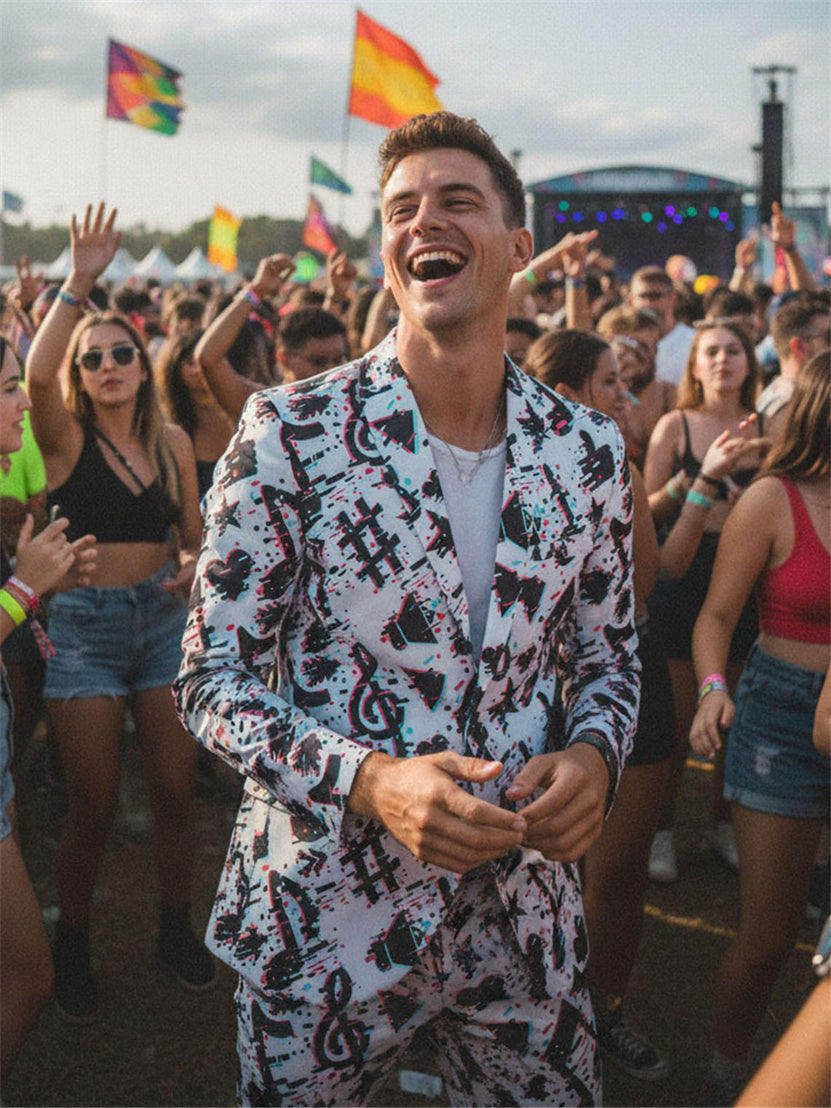 Music Print Suit Set