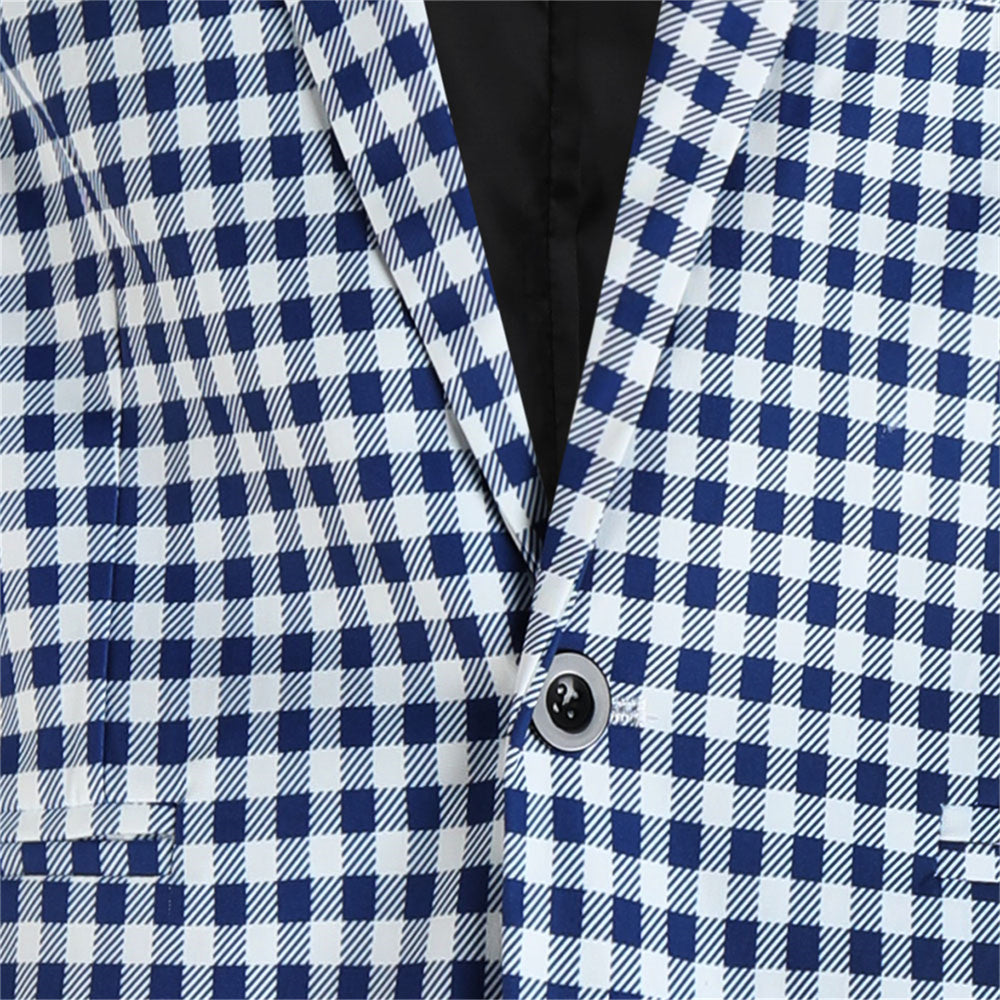 Men’s Plaid Suit #2TZ6032 - Suits | Royal Blue / M