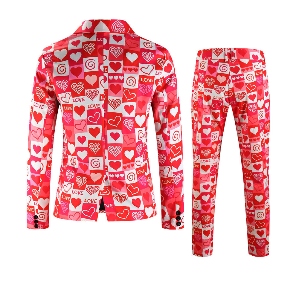Men's Heart Print Suit #2TZ-XX235 - Suits | Multicolour / M