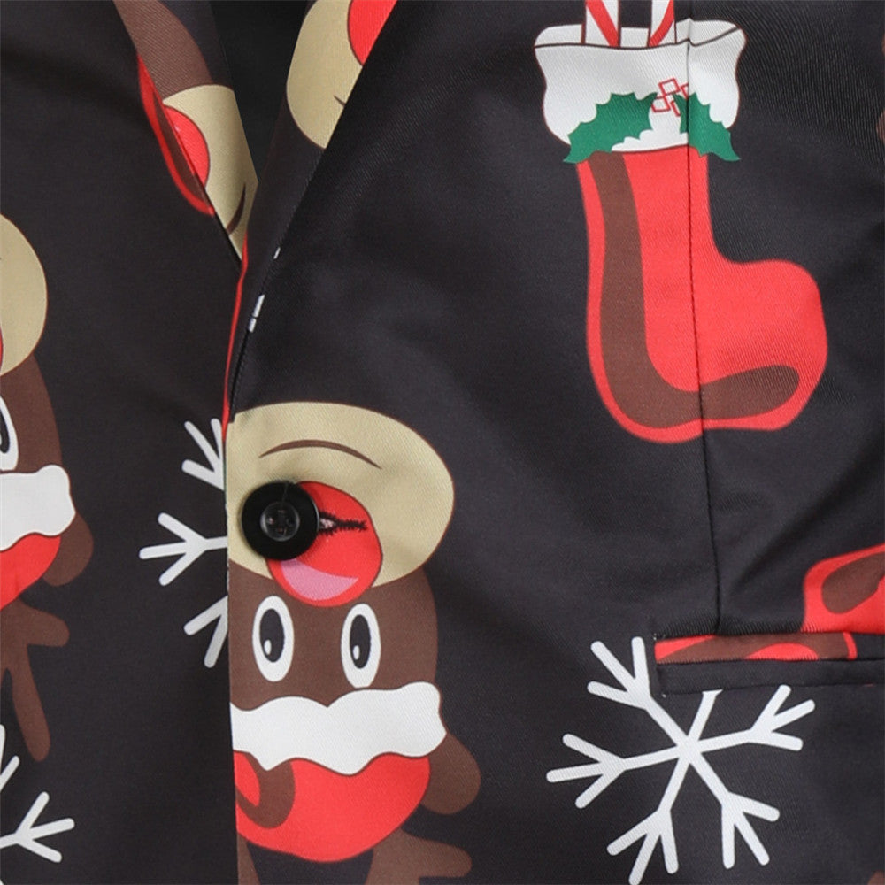 Men's Stylish Christmas Print Suit #2TZ25 - Suits | Multicolour / M