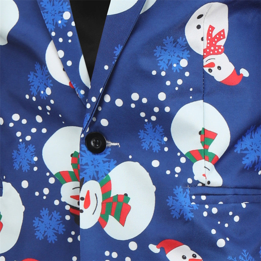 Men's Christmas Print Blazer #X23 - Blazers | Blue / M