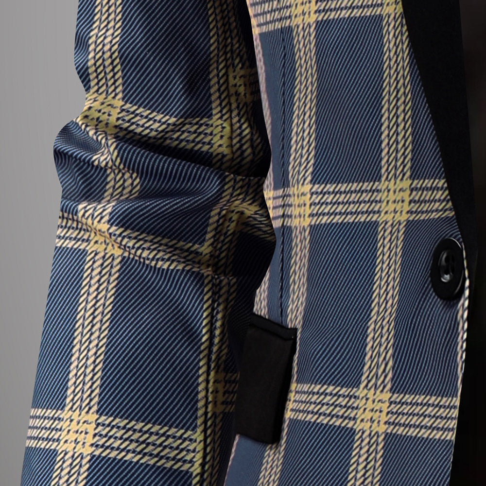 Men's Plaid Blazer - Slim Fit Stylish Checkered Suit Jacket for Parties & Weddings - Blazers | Blue Plaid / M