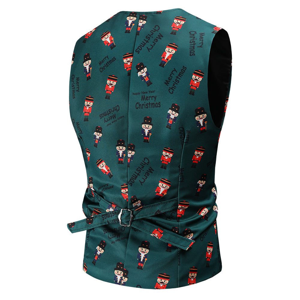 Men's Printed Vest Suit #2TZMK44 - Suits | Olive Green / M