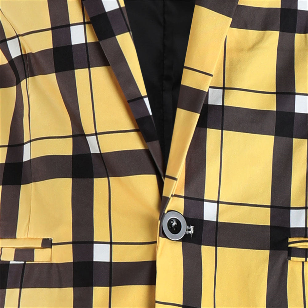 Men's Classic Plaid Blazer #X6020 - Blazers | Yellow / M