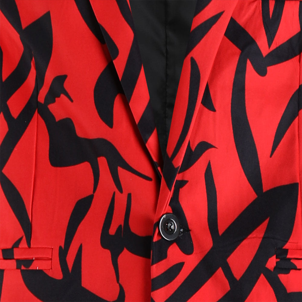Men’s Stylish Print Blazer #X1214 - Blazers | Red / M