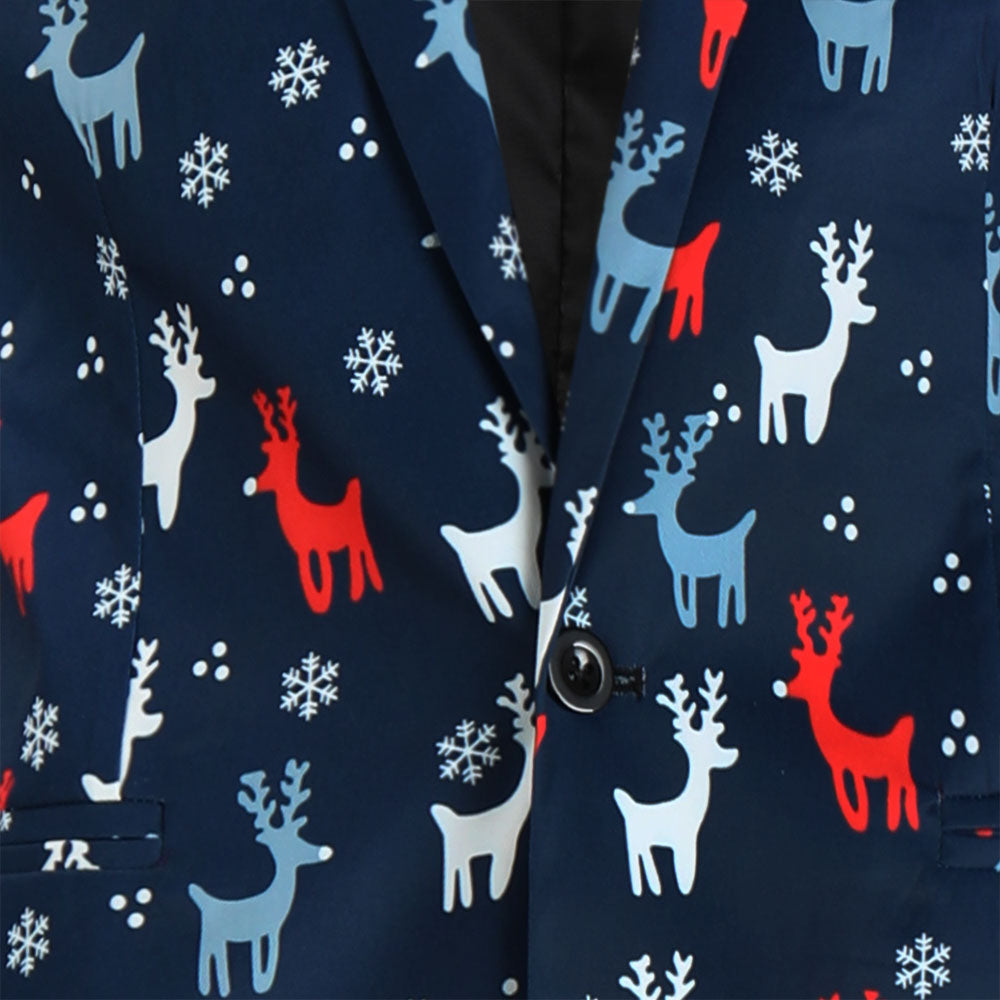 Men's Christmas Elk Print Blazer #X633 - Blazers | Multicolour / M