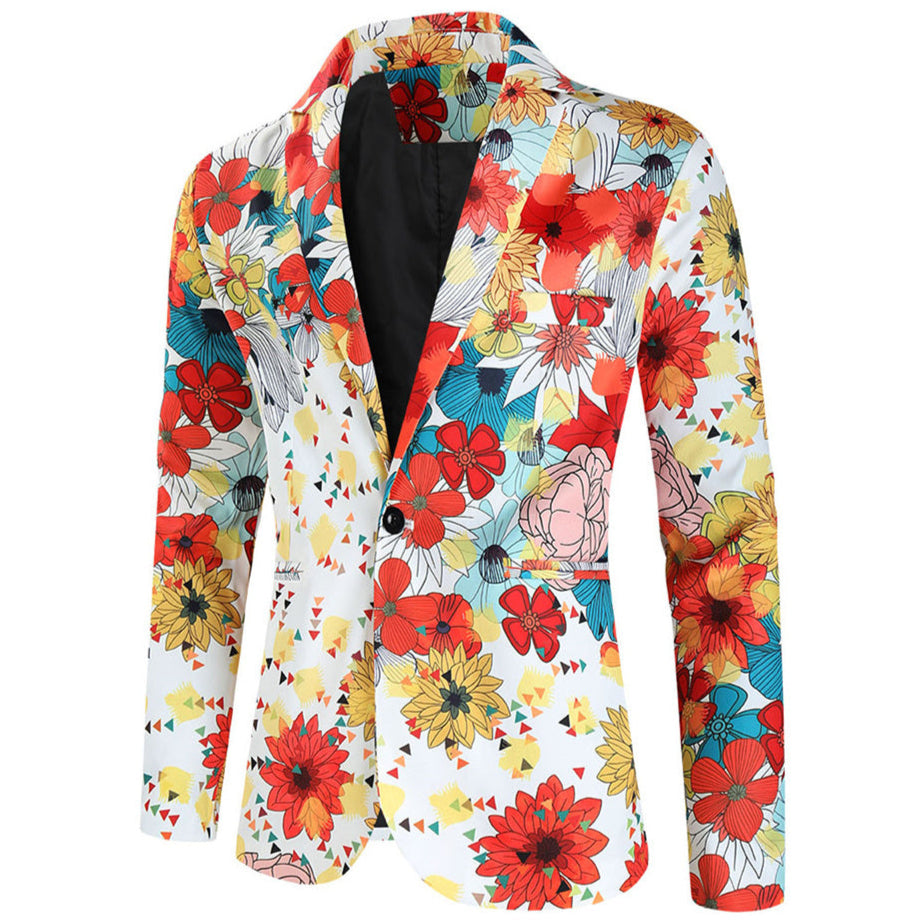 Men's Colorful Floral Blazer #X317 - Blazers | Multicolour / M