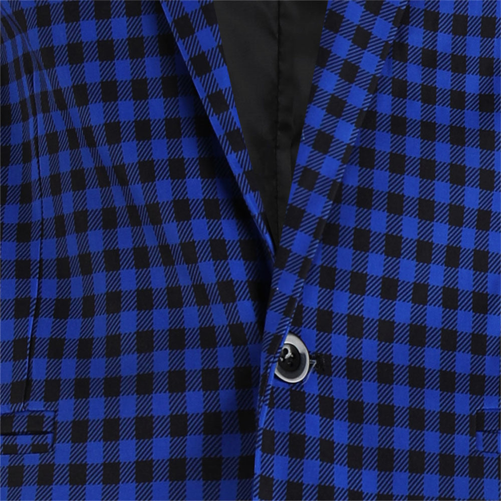 Men’s Plaid Suit #2TZ6032 - Suits | Royal Blue / M