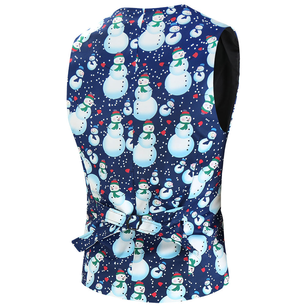 Men's Christmas Snowman Vest Suit #2TZMK645 - Suits | Blue / M