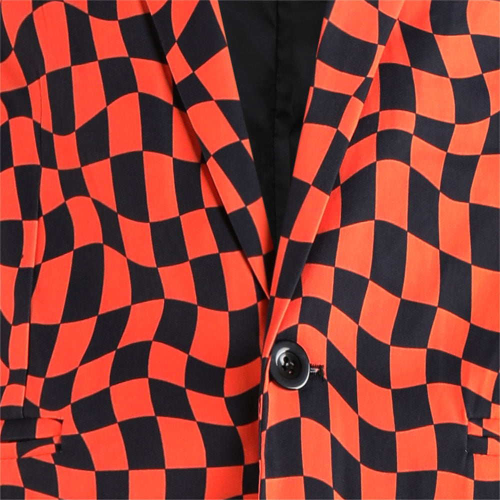 Men's Twisted Check Blazer #X6102 - Blazers | Orange / M