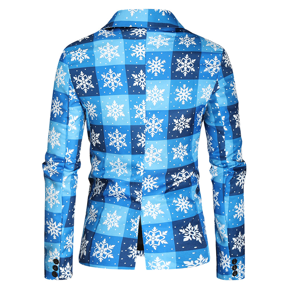 Men's Snowflake Plaid Blazer #X42 - Blazers | Blue / M