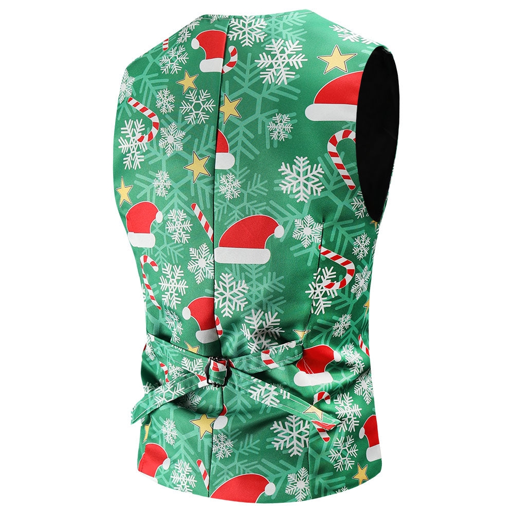 Men's Christmas Printed Vest Suit #2TZMK53 - Suits | Multicolour / M
